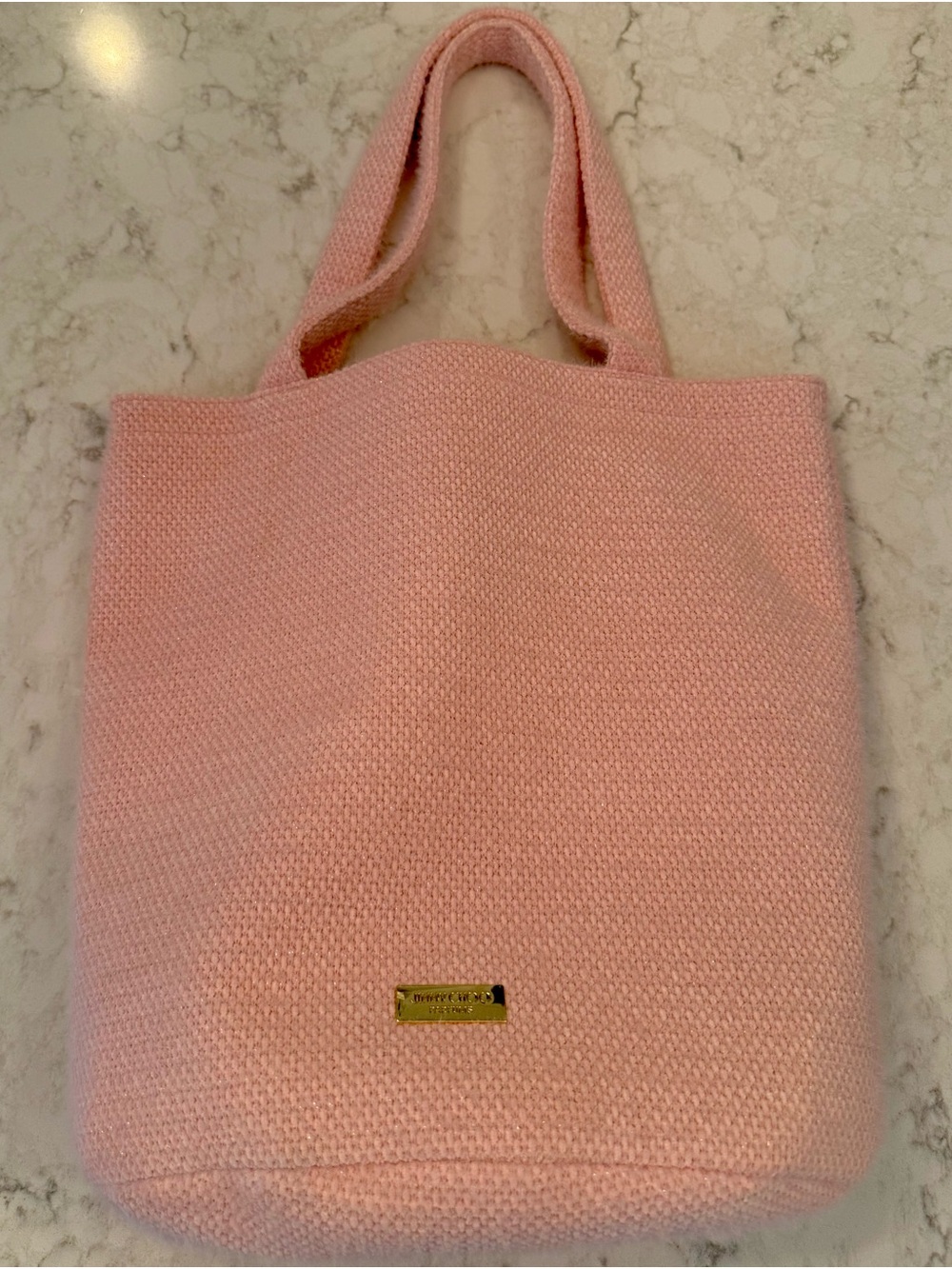 Jimmy choo parfums Pink Knit Tote Bag with Gold Accent